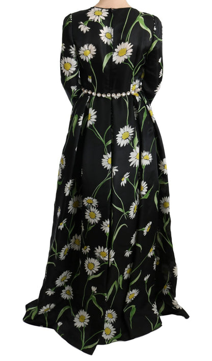 Dolce & Gabbana Langes Maxikleid mit Sonnenblumendruck aus Seide in Multicolor