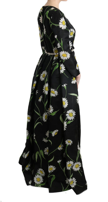 Dolce & Gabbana Langes Maxikleid mit Sonnenblumendruck aus Seide in Multicolor