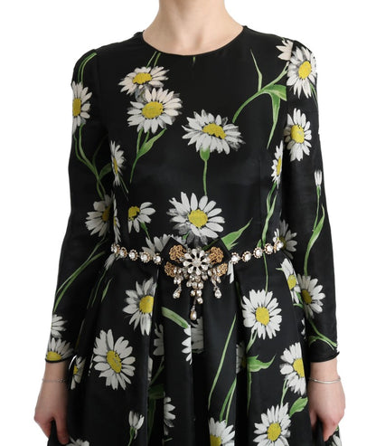Dolce & Gabbana Langes Maxikleid mit Sonnenblumendruck aus Seide in Multicolor