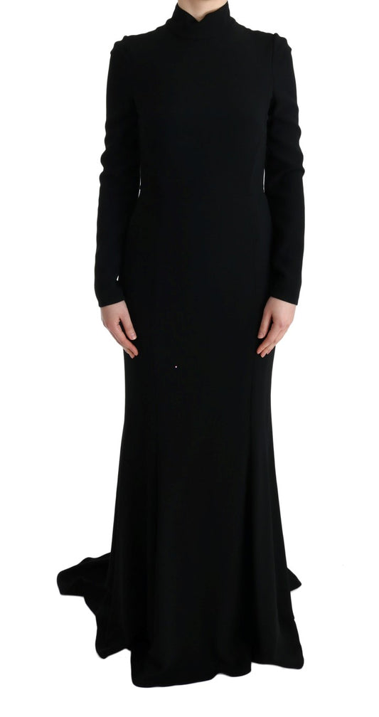 Dolce & Gabbana Schwarzes langes Stretch-Etuikleid
