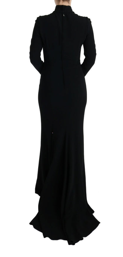 Dolce & Gabbana Schwarzes langes Stretch-Etuikleid