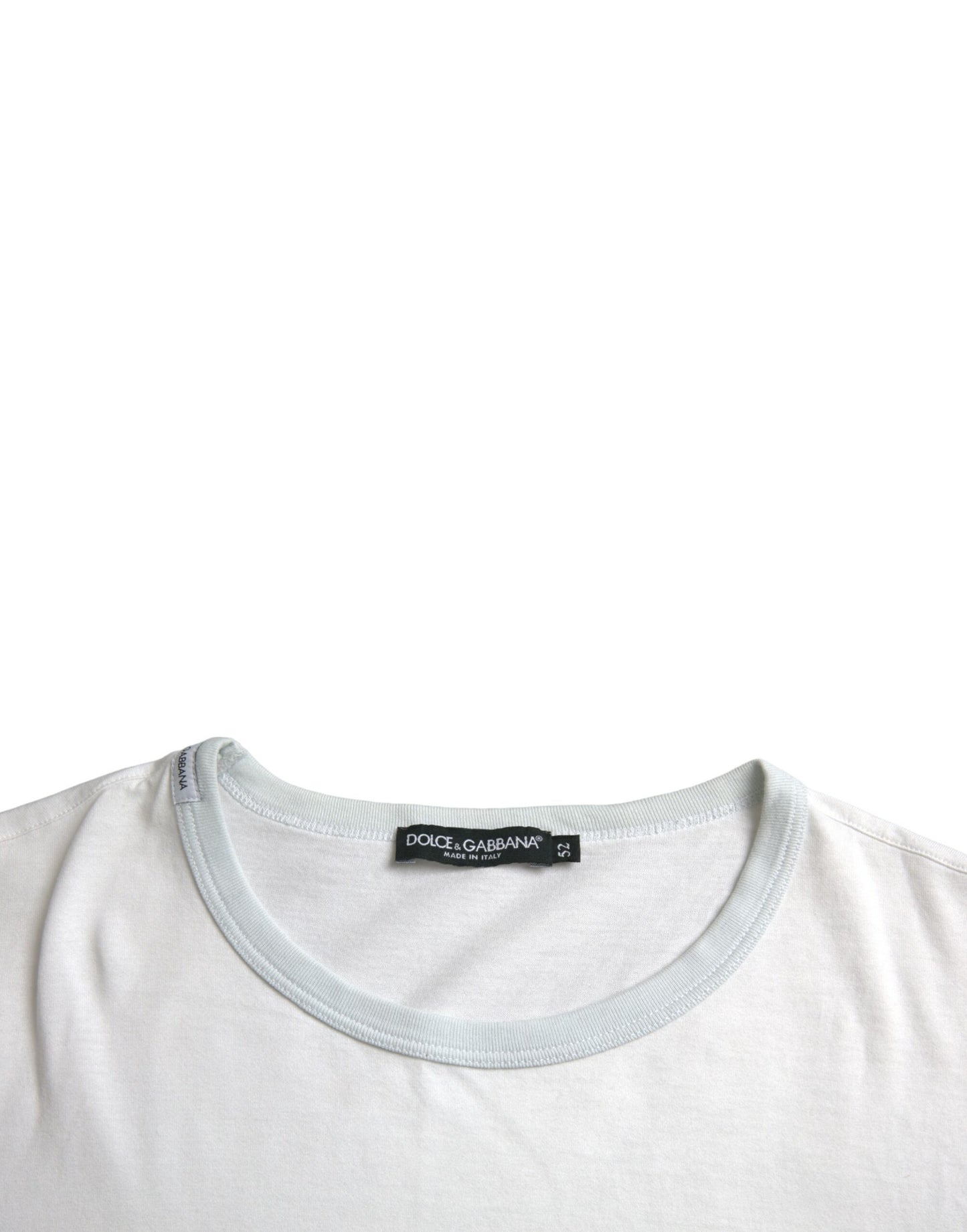 Dolce & Gabbana Weißes Baumwoll-T-Shirt mit Rundhalsausschnitt und kurzen Ärmeln