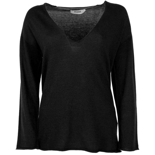 Alpha Studio Schwarzer Baumwollpullover