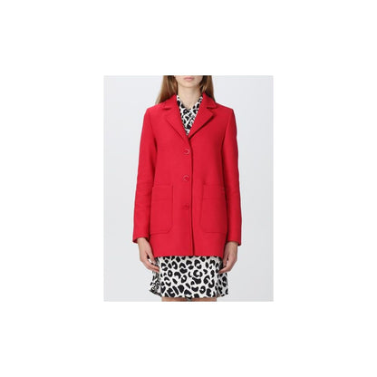 Love Moschino Eleganter roter Wintermantel aus einer Wollmischung