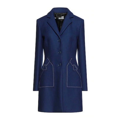 Love Moschino Blauer Wollmantel für Frauen