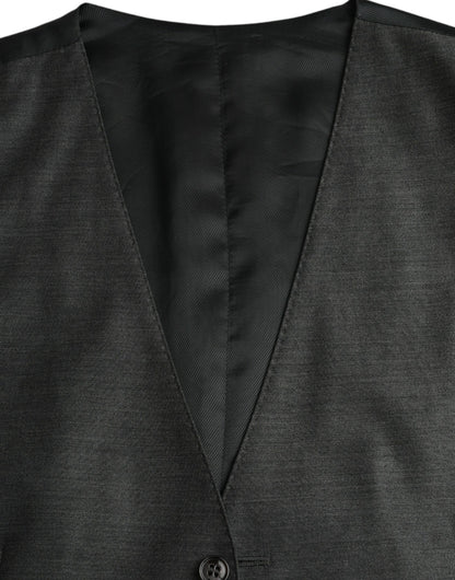 Dolce & Gabbana Graue Wolle Formelle Kleid Weste Weste