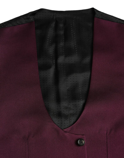 Dolce & Gabbana Maroon Satin Seidenweste Kleid Formelle Weste