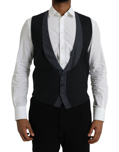 Dolce & Gabbana Schwarze Wollweste Kleid Formelle Weste
