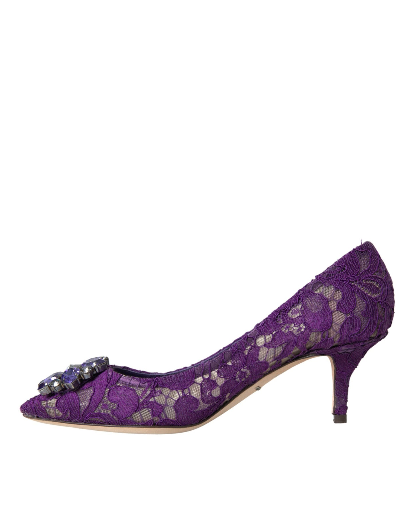 Dolce & Gabbana Lila Taormina Spitze Kristall Absatz Pumps Schuhe