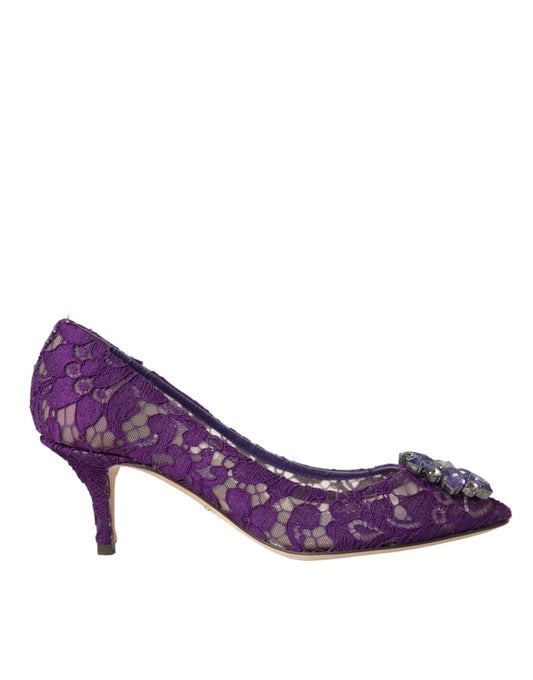 Dolce & Gabbana Lila Taormina Spitze Kristall Absatz Pumps Schuhe