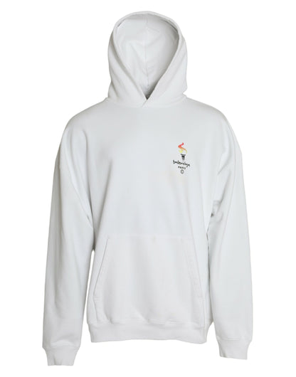 Balenciaga Weißer Baumwoll-Logo-Pullover mit Kapuze Sweatshirt Pullover