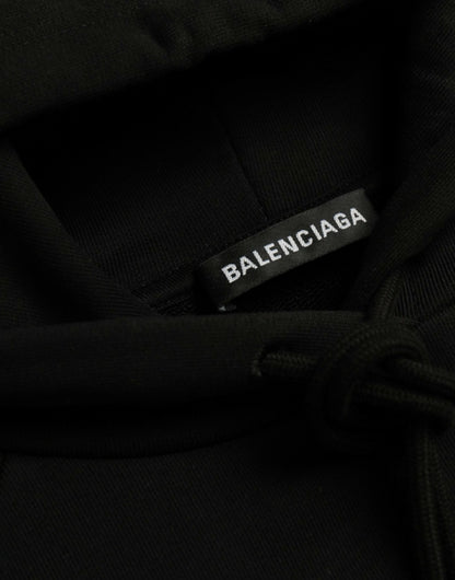 Balenciaga Schwarzes Baumwoll-Logo-Pullover-Sweatshirt mit Kapuze