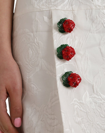 Dolce &amp; Gabbana White floral brocade mini skirt with embellishments