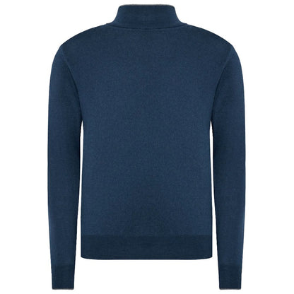 La Martina Blauer Wollpullover für Männer mit halbem Reißverschluss