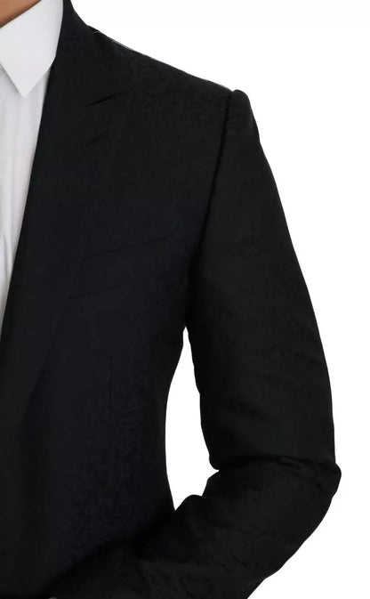 Dolce & Gabbana Blauer Jacquard-Blazer mit Blumenmuster