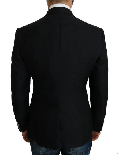 Dolce & Gabbana Blauer Jacquard-Blazer mit Blumenmuster