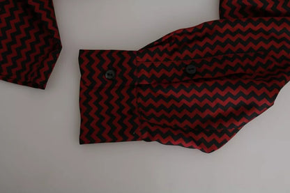 Dolce & Gabbana Schwarz Rot Zickzack Muster Freizeithemd