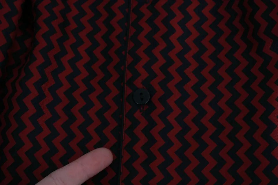 Dolce & Gabbana Schwarz Rot Zickzack Muster Freizeithemd