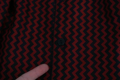 Dolce & Gabbana Schwarz Rot Zickzack Muster Freizeithemd