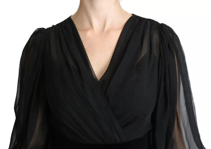 Dolce & Gabbana Schwarzes Netzplissee-Minikleid aus Seidenmischung