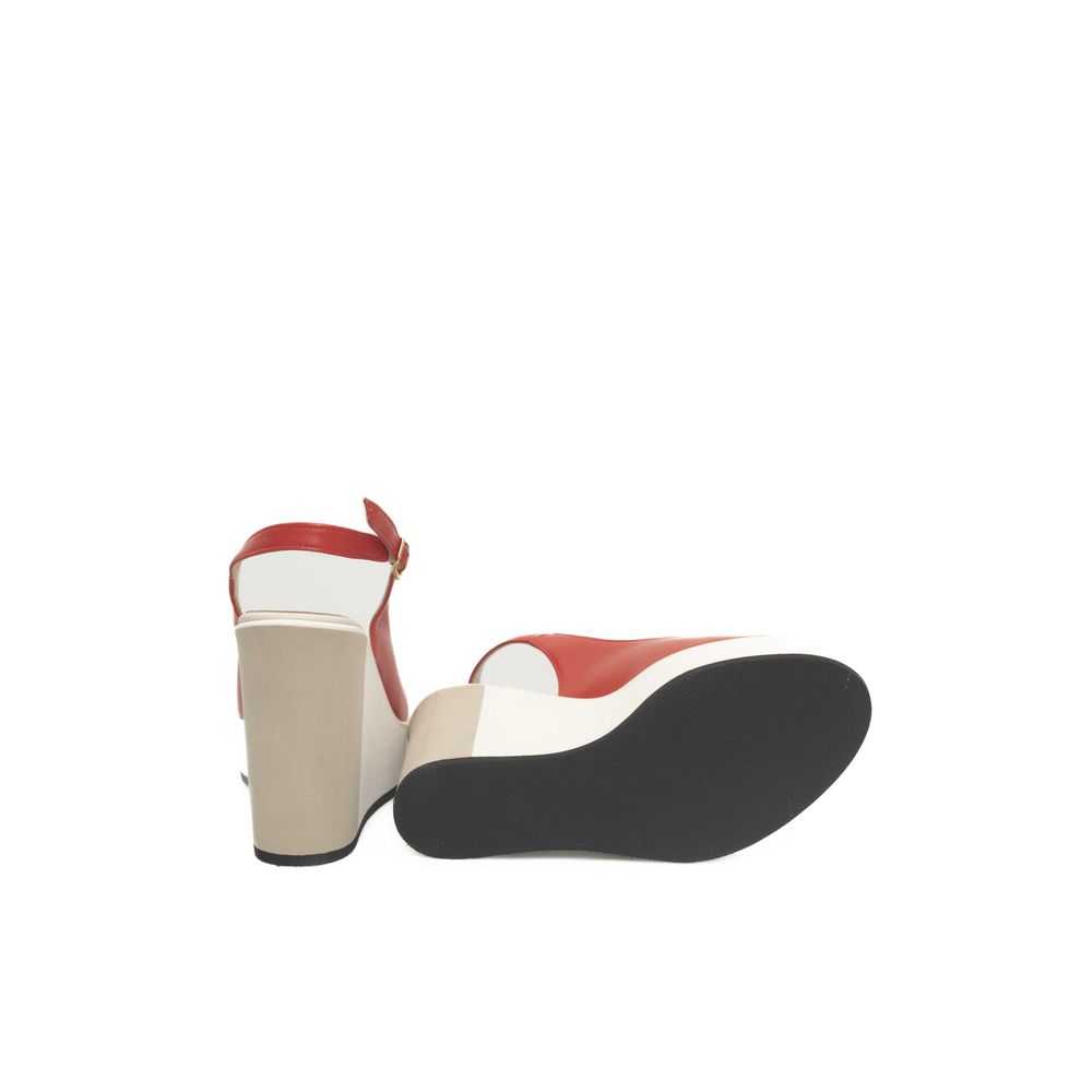 Cerruti 1881 Red Leather Women's Sandal