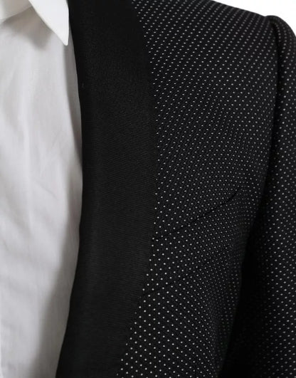 Dolce & Gabbana Schwarzer Jacquard MARTINI Einreihiger Mantel Blazer