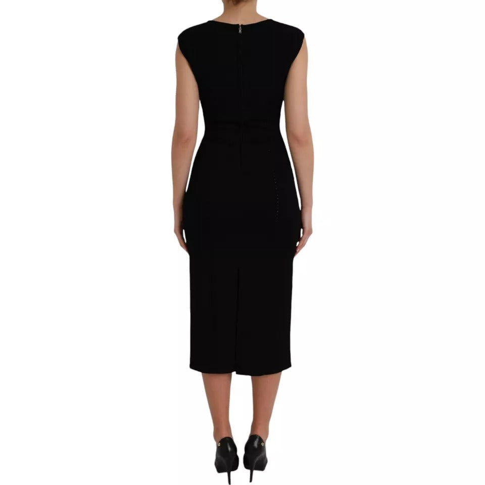 Dolce &amp; Gabbana Black sleeveless viscose bodycon midi dress