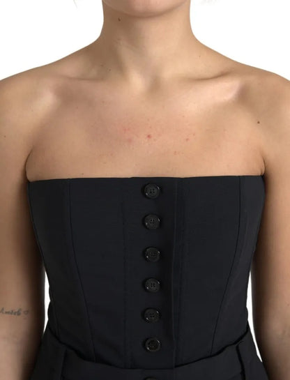 Dolce & Gabbana Schwarzes trägerloses Jumpsuit-Kleid aus Wolle