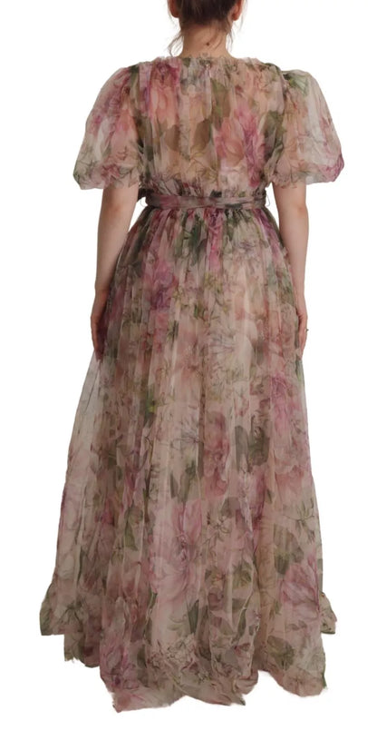 Dolce &amp; Gabbana Long maxi dress with floral print in multicolor