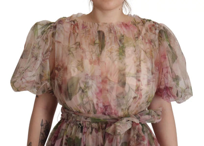 Dolce &amp; Gabbana Long maxi dress with floral print in multicolor