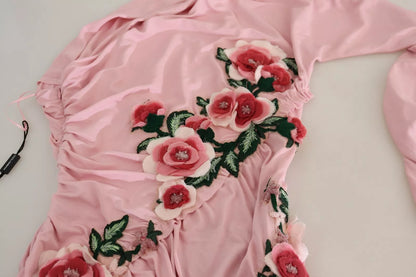 Dolce &amp; Gabbana pink floral one-shoulder dress