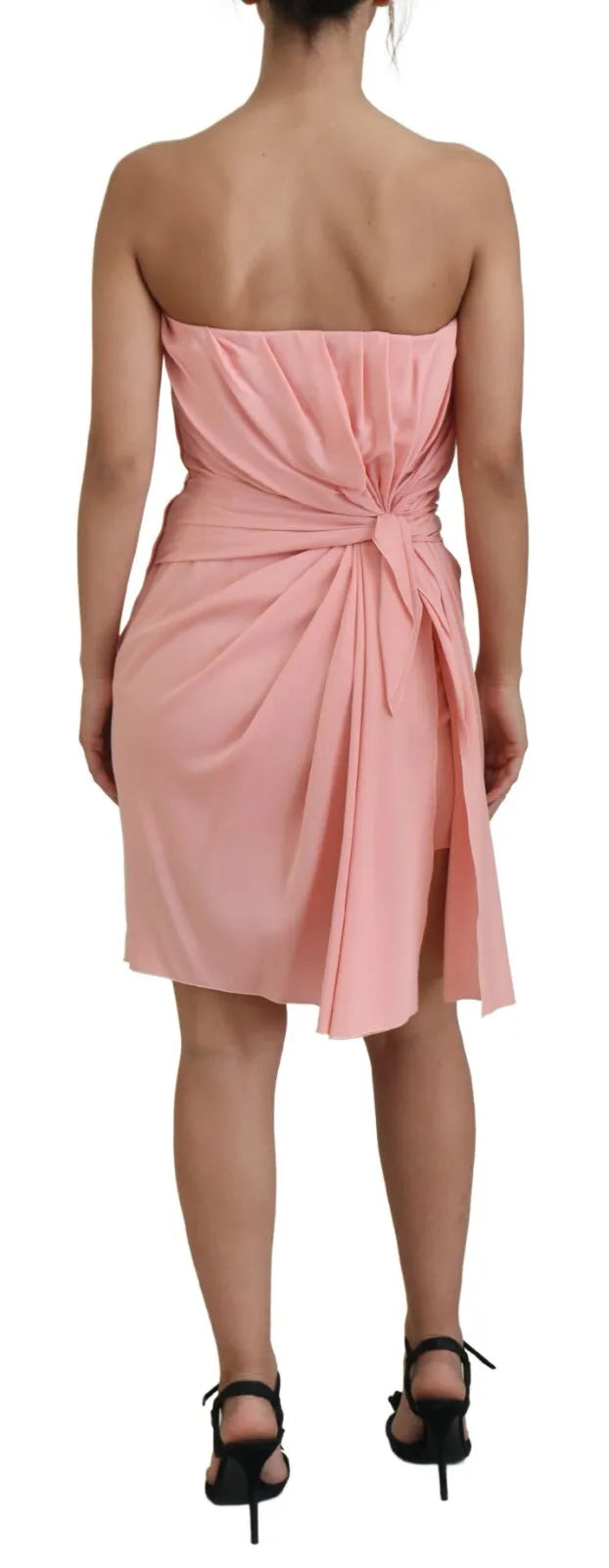 Dolce & Gabbana Rosa Seiden-Stretch-Etuikleid ohne Träger