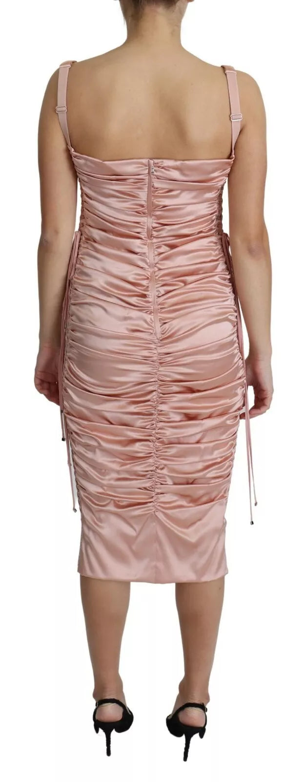 Dolce & Gabbana Rosa Spaghetti-Träger-Bodycon-Midikleid
