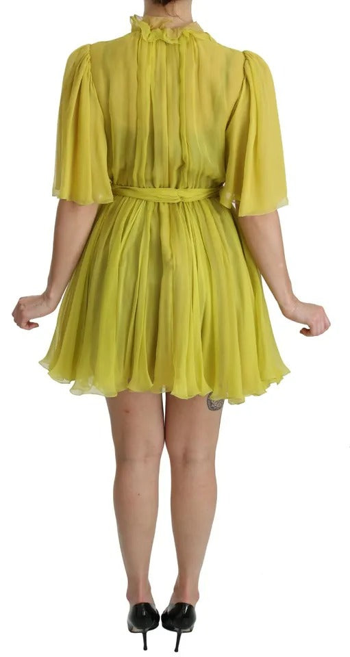 Dolce &amp; Gabbana Yellow Silk A-Line Shift Dress