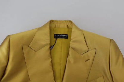 Dolce & Gabbana Gold Satin Lange Ärmel Blazer Mantel Jacke