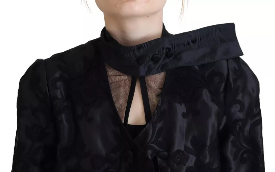 Dolce & Gabbana Schwarze Spitze durchsichtiges Korsett Organza Seidenjacke
