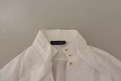 Dolce & Gabbana Weißes Baumwollhemd mit Kragen und langen Ärmeln Formales Oberteil