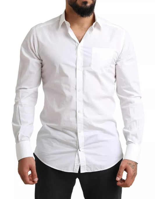 Dolce & Gabbana Weißes GOLD Formales Baumwoll-Smokinghemd