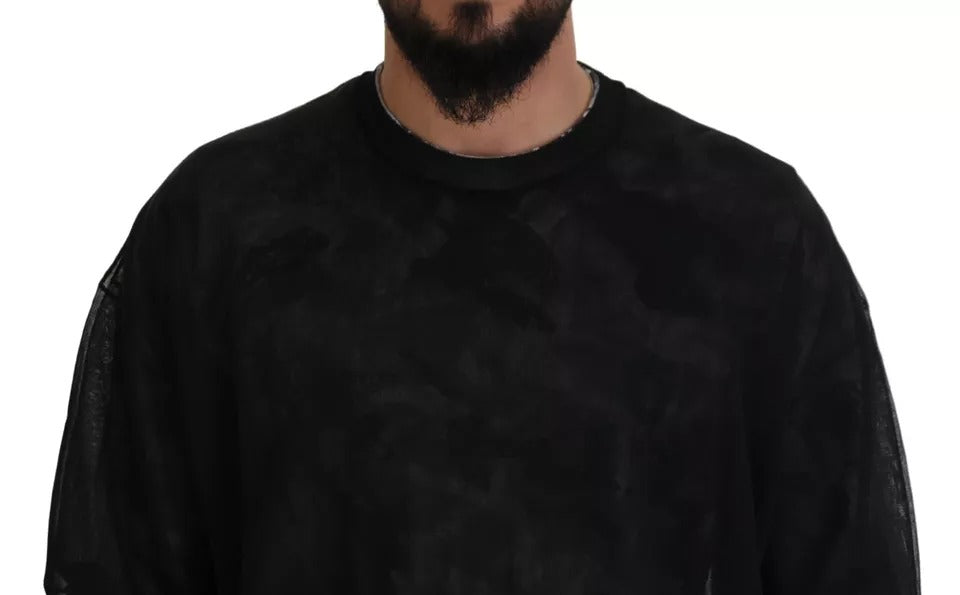 Dolce & Gabbana Schwarzer Polyester-Pullover mit Rundhalsausschnitt