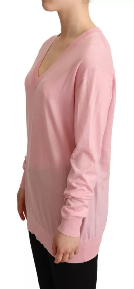 Dolce & Gabbana Rosa V-Ausschnitt Damen Pullover Kaschmirpullover