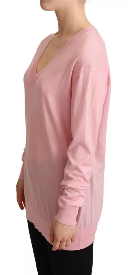 Dolce & Gabbana Rosa V-Ausschnitt Damen Pullover Kaschmirpullover