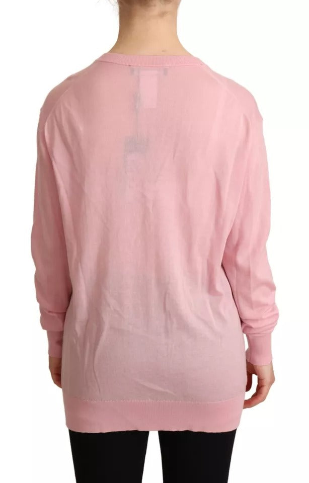 Dolce & Gabbana Rosa V-Ausschnitt Damen Pullover Kaschmirpullover