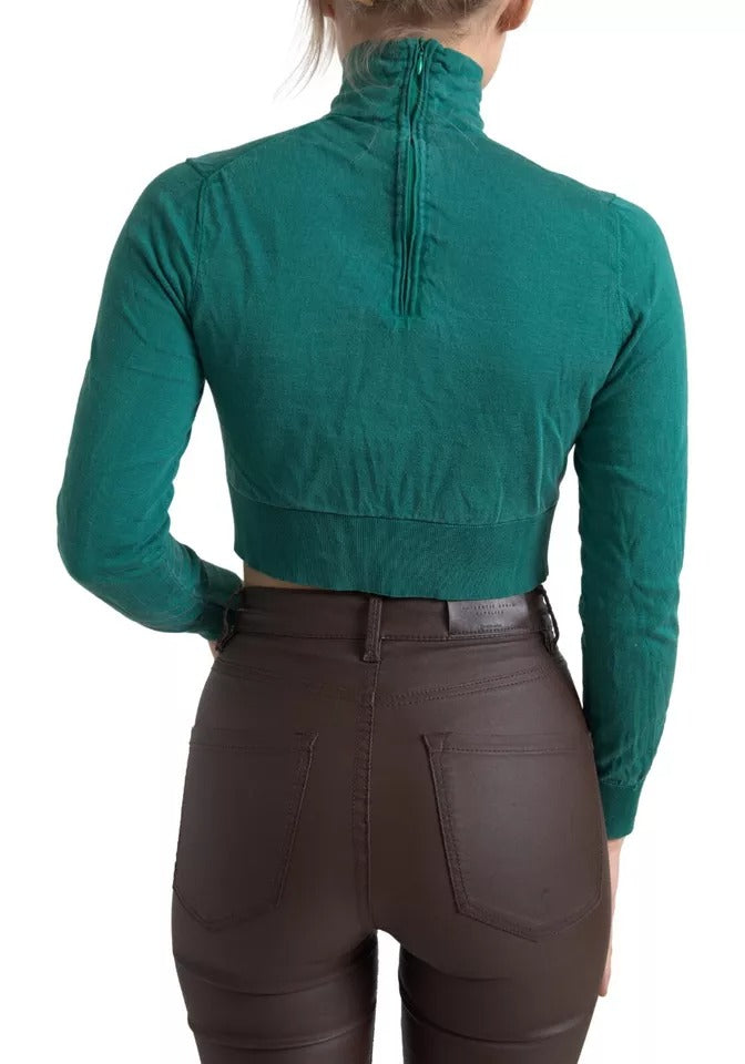 Dolce & Gabbana Dunkelgrüner Rollkragenpullover mit Cropped Pullover