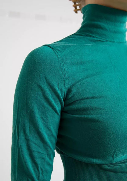 Dolce & Gabbana Dunkelgrüner Rollkragenpullover mit Cropped Pullover
