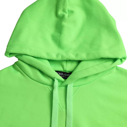 Dolce & Gabbana Neongrüner Logo-Pullover mit Kapuze Sweatshirt Pullover