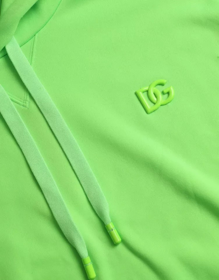 Dolce & Gabbana Neongrüner Logo-Pullover mit Kapuze Sweatshirt Pullover