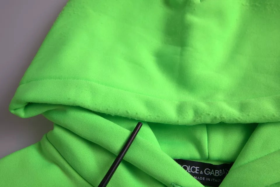 Dolce & Gabbana Neongrüner Logo-Pullover mit Kapuze Sweatshirt Pullover