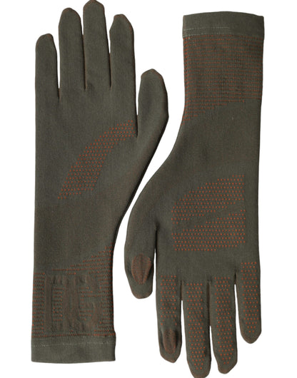 Dolce &amp; Gabbana Brown cotton stretch wrist length gloves