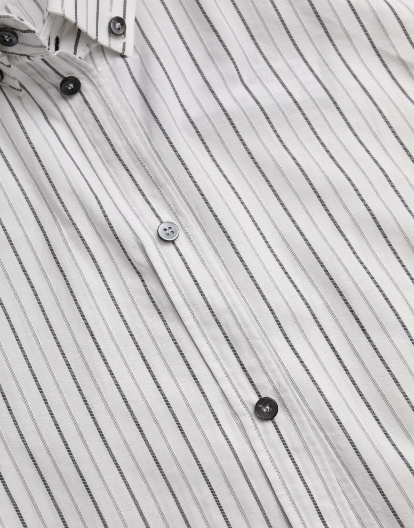 Dolce &amp; Gabbana Black and White Striped Formal Dress GOLD Shirt