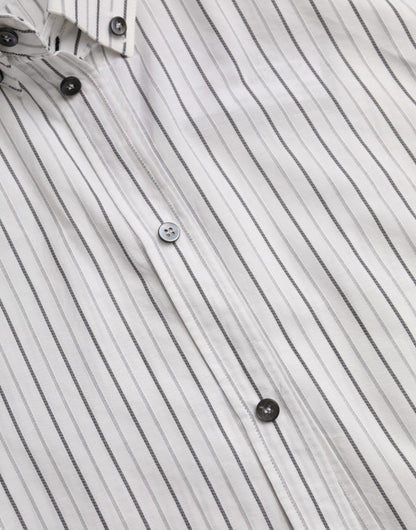 Dolce &amp; Gabbana Black and White Striped Formal Dress GOLD Shirt